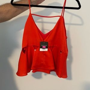 TOPSHOP Red cutout blouse